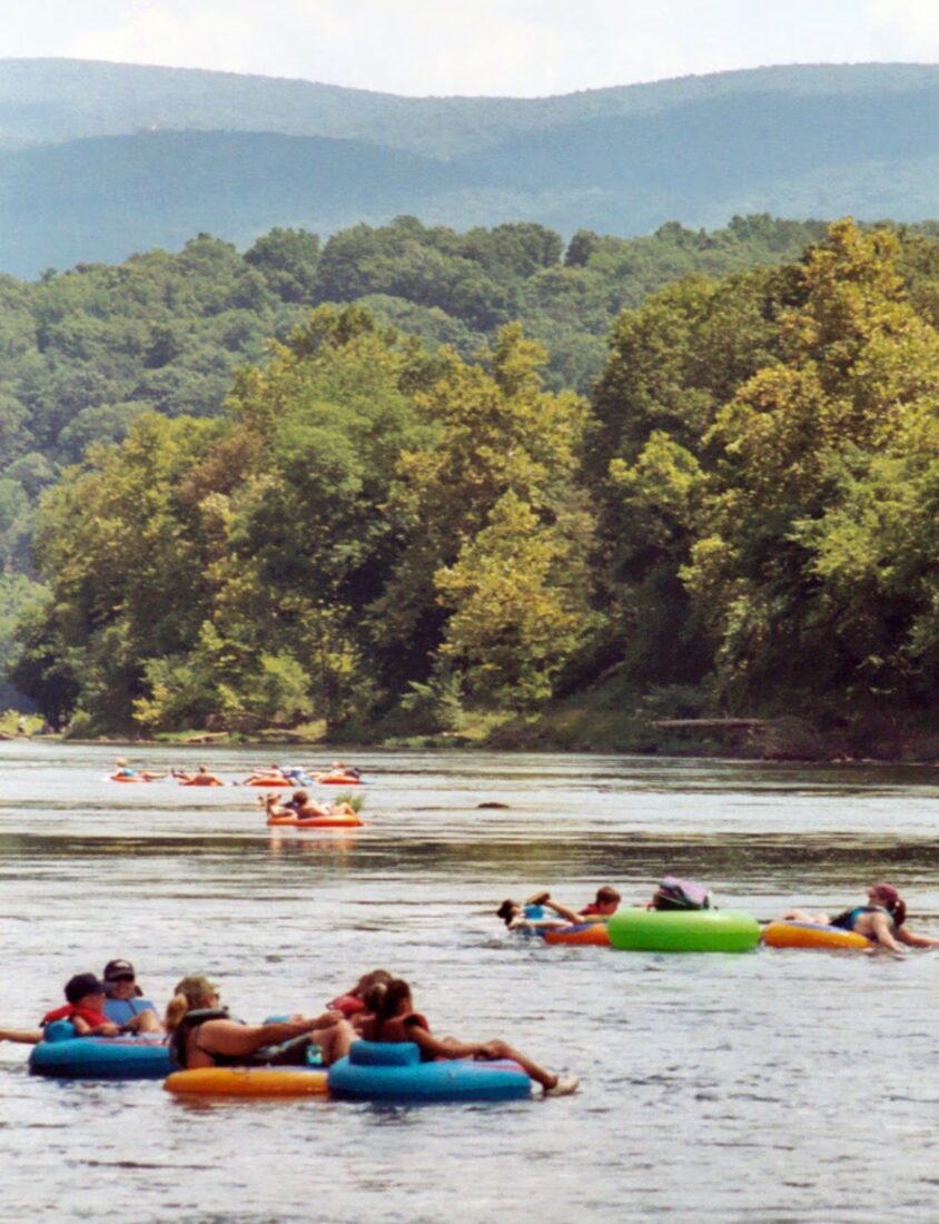 People floating on a river