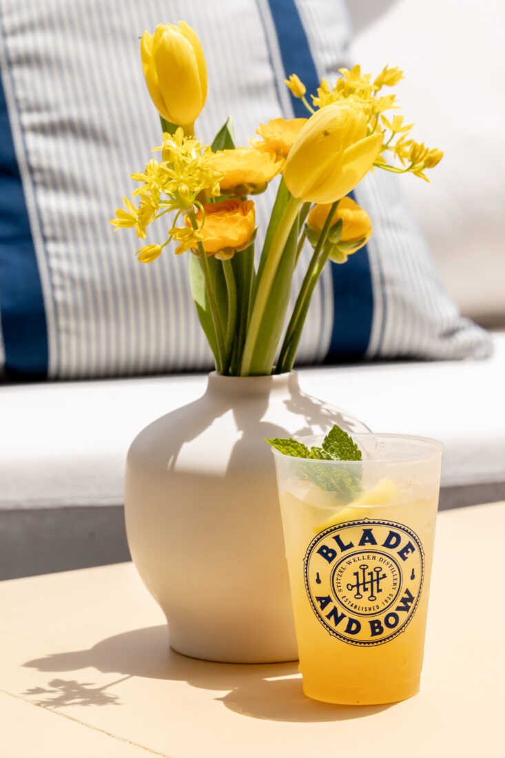 The Kentucky Caddie comprised of Blade and Bow bourbon, peach tea, and lemonade.