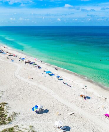 An aerial view of a beach