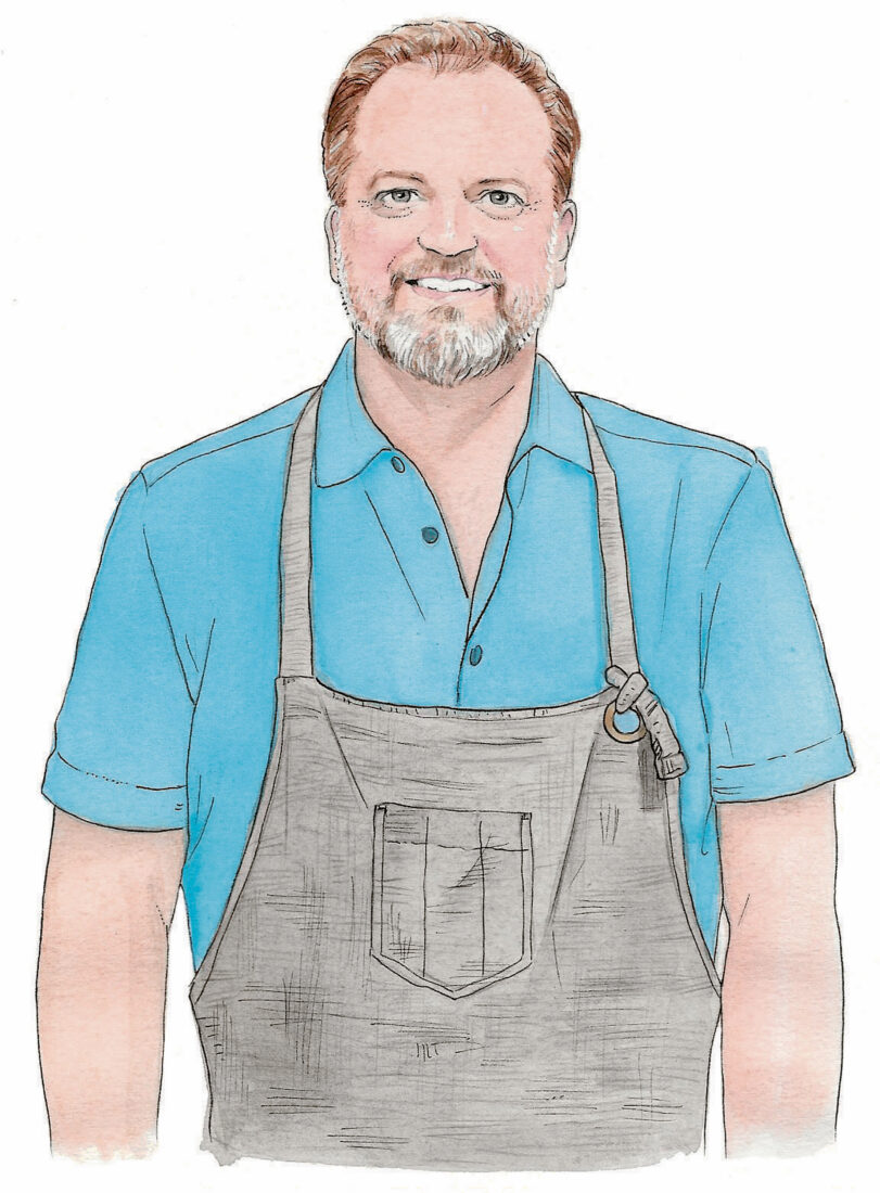 A portrait of man in an apron