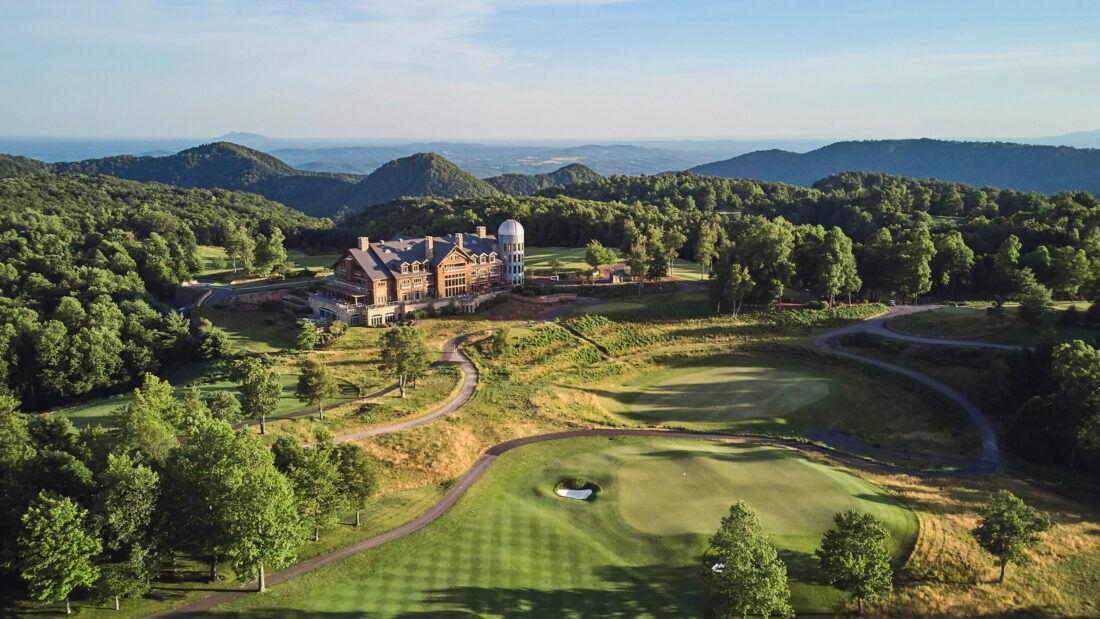 A sprawling country estate with mountains