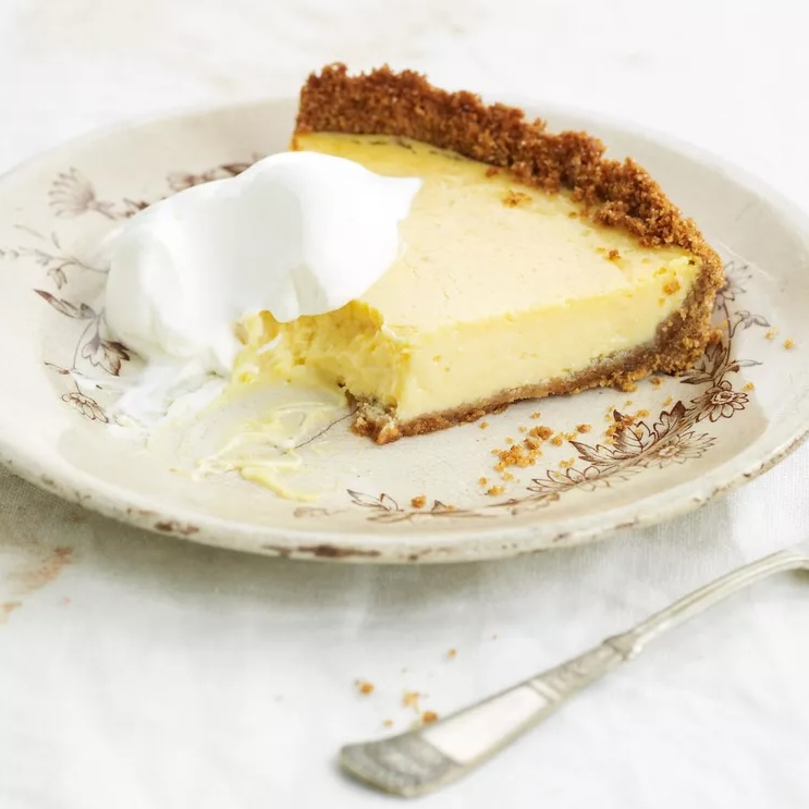 a slice of lemon icebox pie