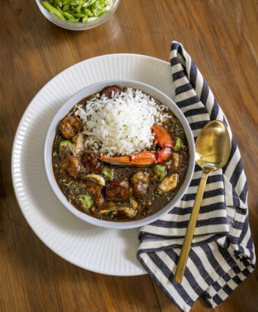 a bowl of seafood gumbo