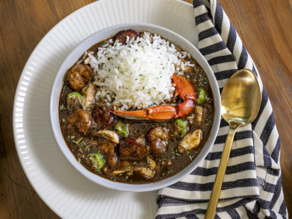 a bowl of seafood gumbo