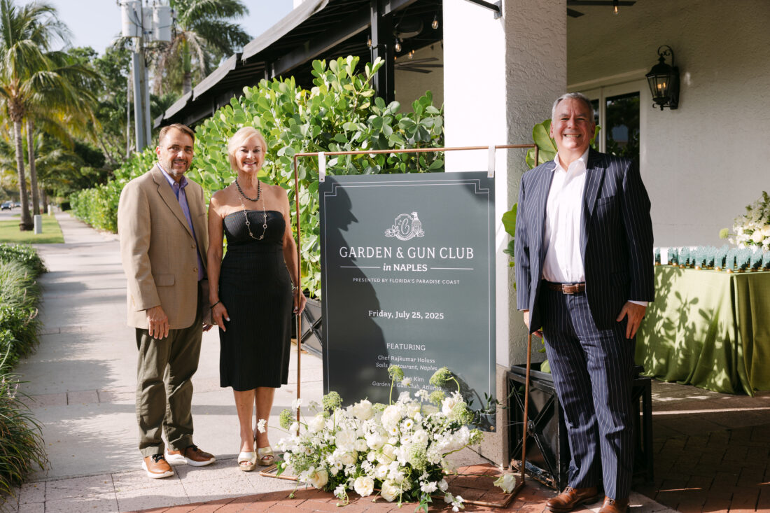 From left: Tourism director Jay Tusa, PR and communications manager Sandra Rios, and arts and culture manager John Melleky of Florida’s Paradise Coast.