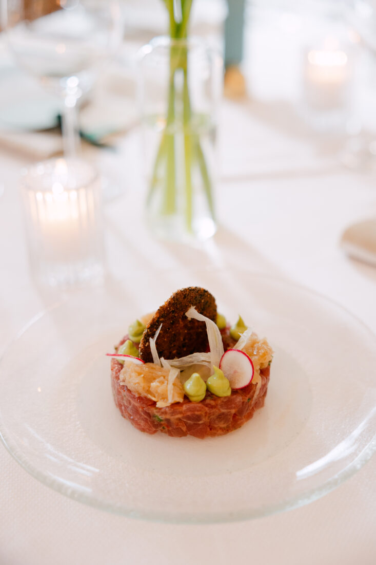 The first course: tuna tartare with fennel marmalade and avocado mousse.