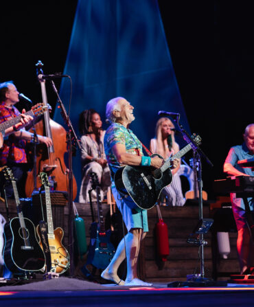 A band performs on a stage