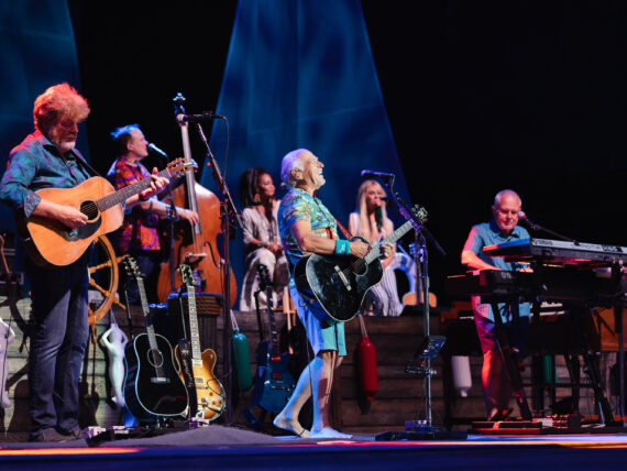 A band performs on a stage