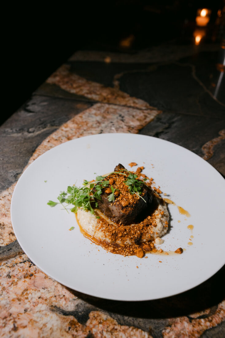 The third course: Old-Fashioned braised short ribs with sorghum and citrus glaze.