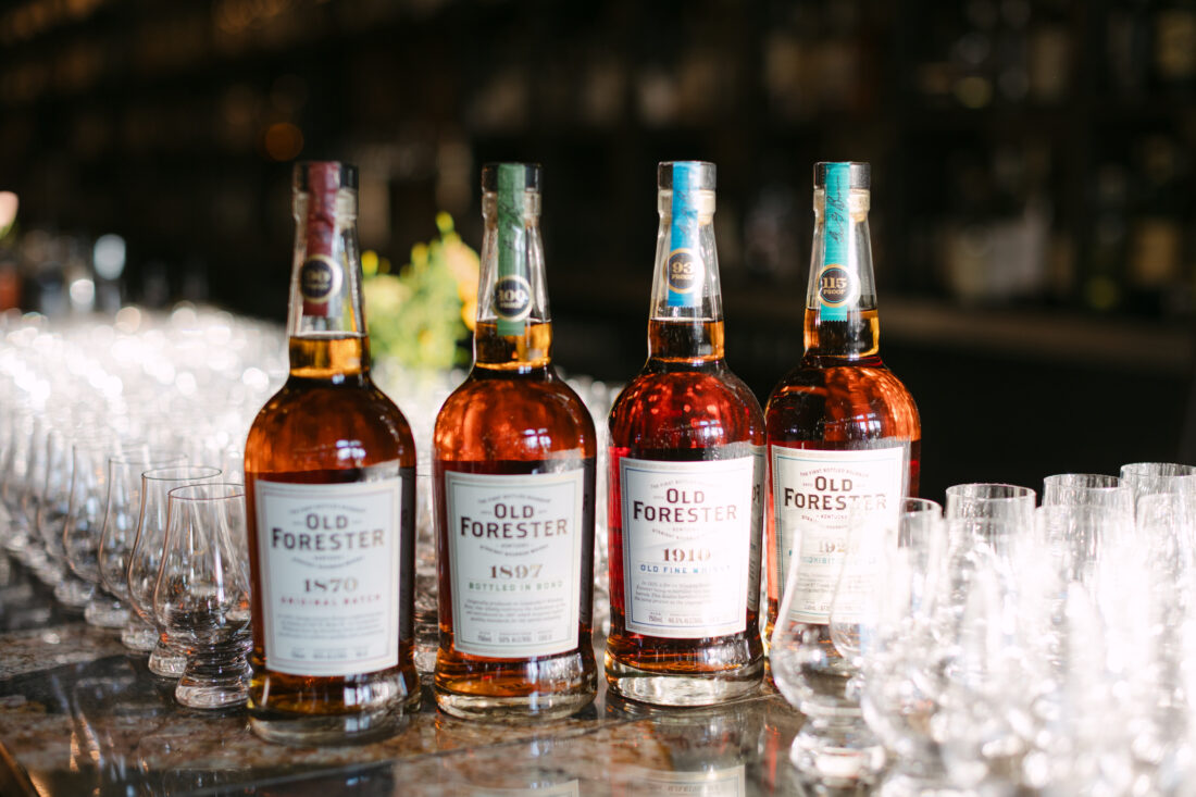 Old Forester’s Whiskey Row series, including the 1870 Original Batch, the 1897 Bottled in Bond, the 1910 Old Fine Whisky, and the 1920 Prohibition Style, greets guests for the distiller-led tasting.