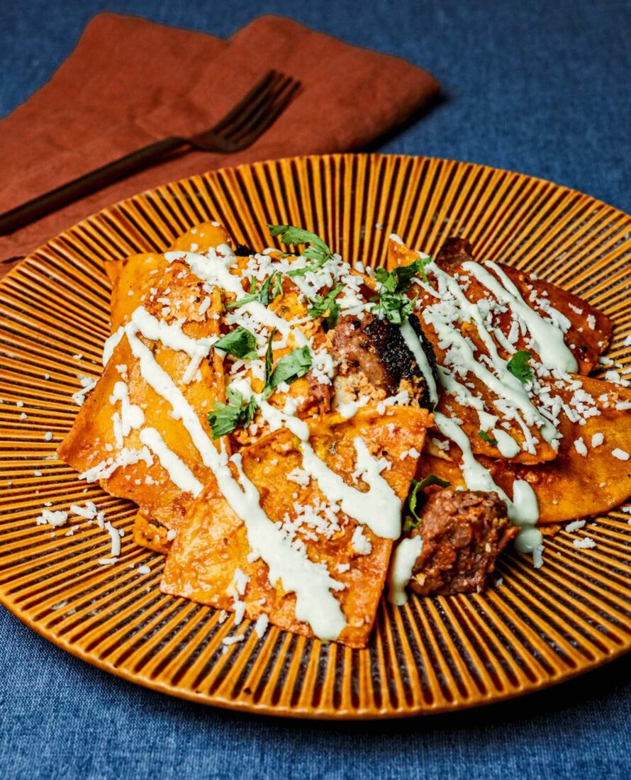 A plate of brisket migas