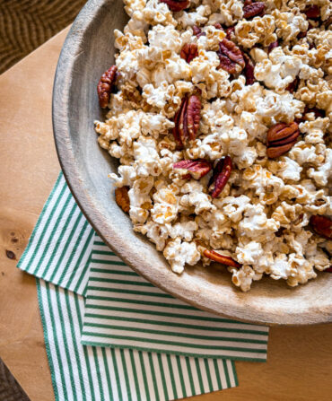 Pecan popcorn in a bowl