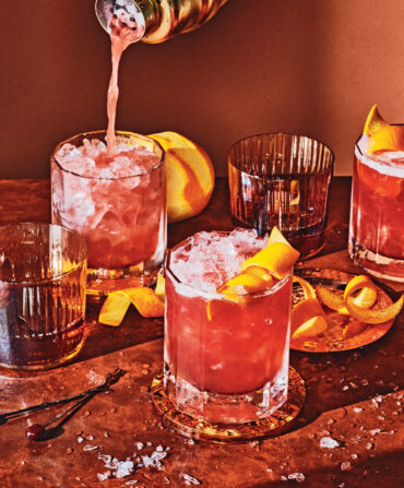 Red cocktails on a red table