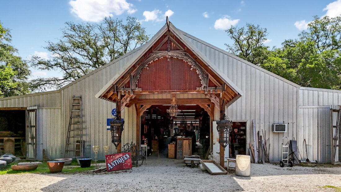 The exterior of an antique barn