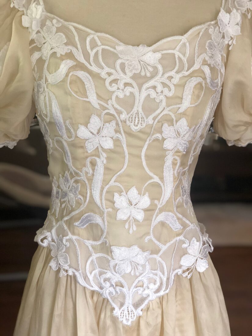 A cotton lace top on a mannequin dress