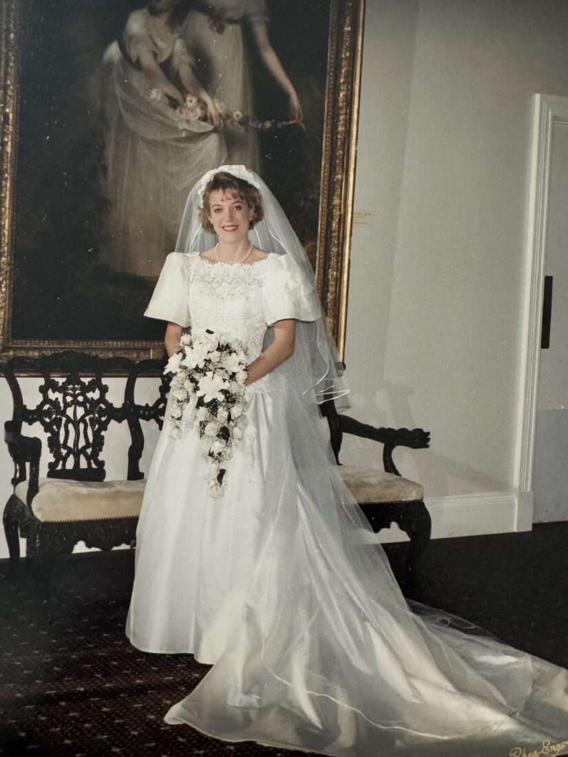 A bride in a white dress
