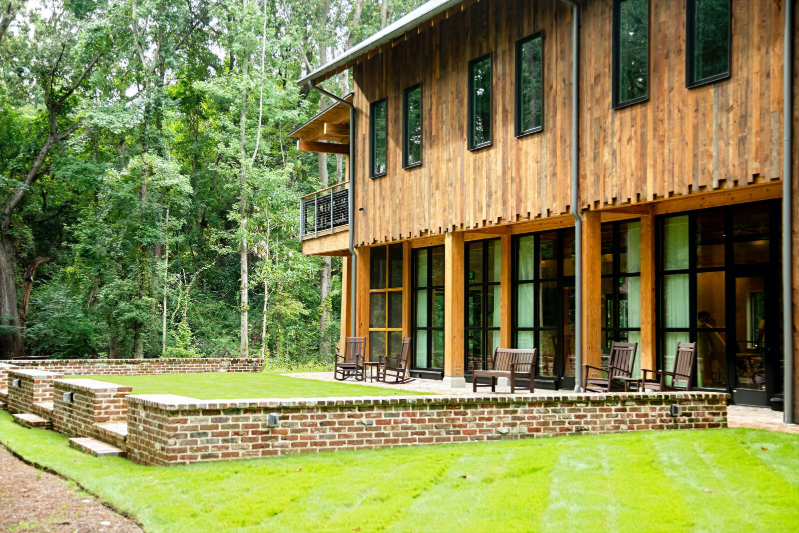 A wood exterior of a building