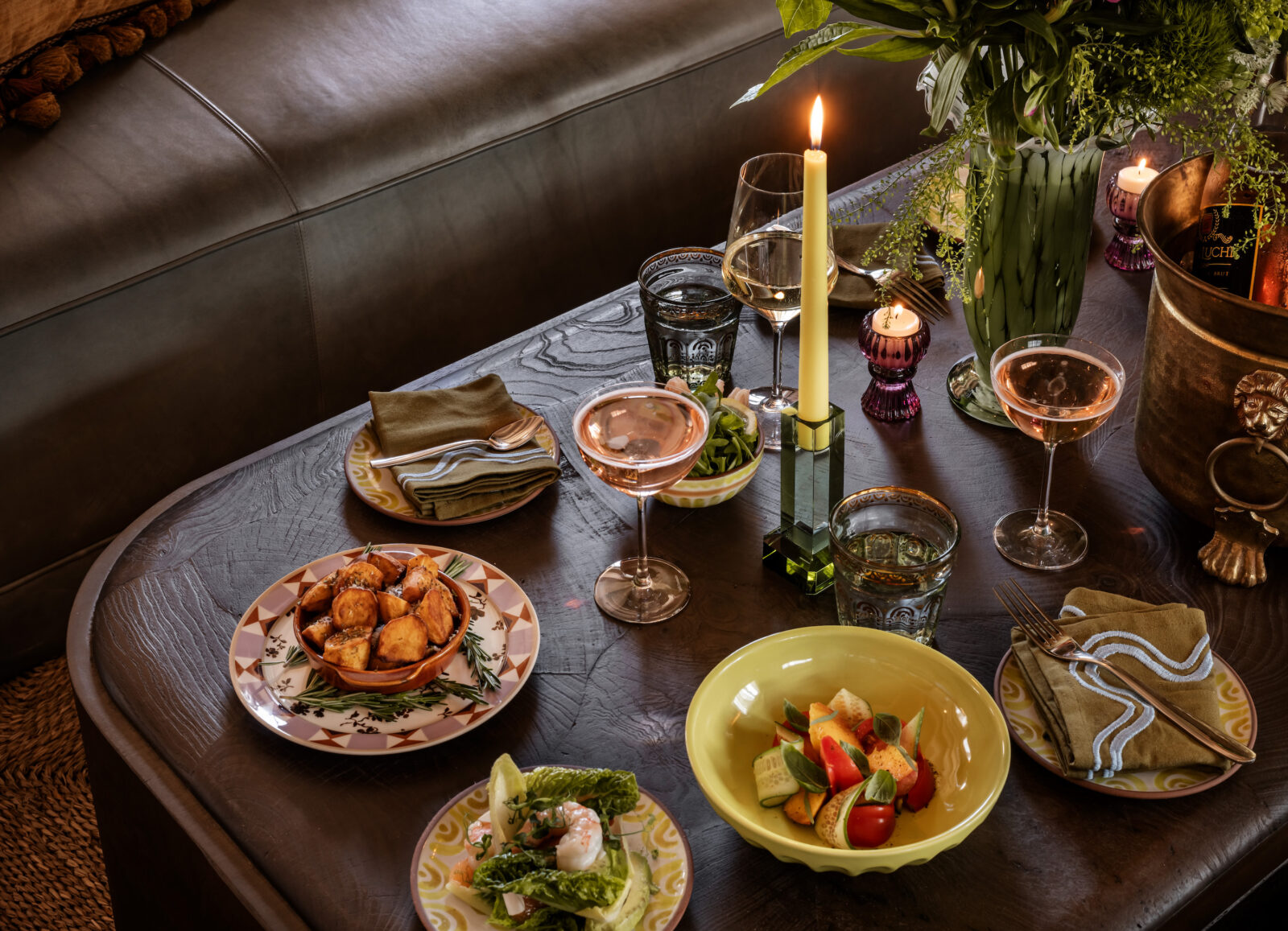 A spread of food on a table