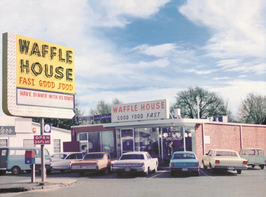 An old photo of a waffle house