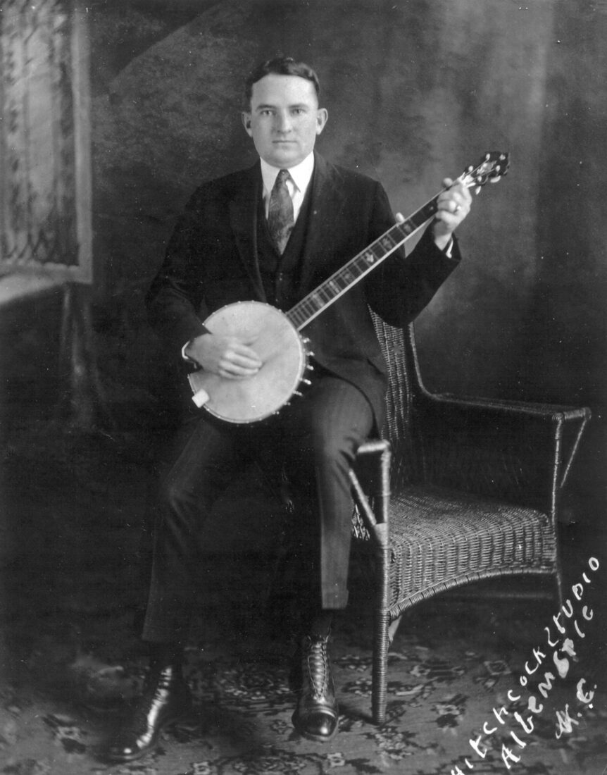 A portrait of a man with a banjo
