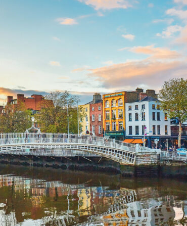 The Ha’penny Bridge, built in 1816 over the River Liffey in Dublin.