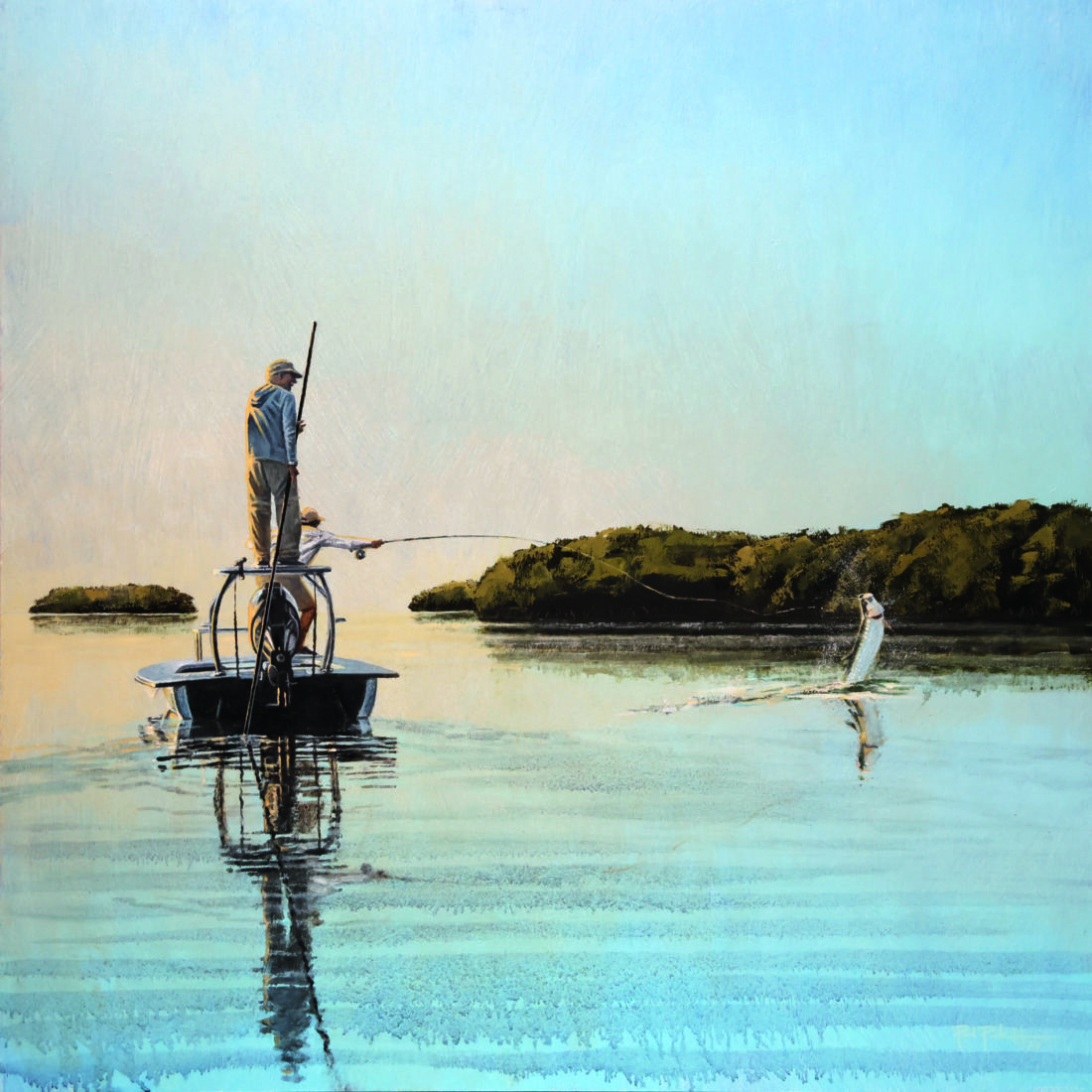 an illustration of a man fishing