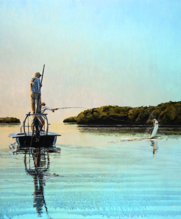 an illustration of a man fishing