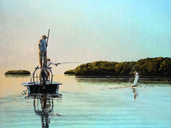 an illustration of a man fishing