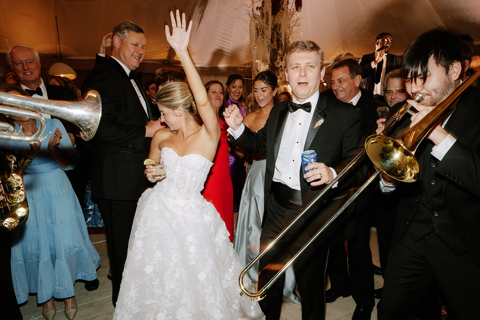 a bride and groom on the dance floor