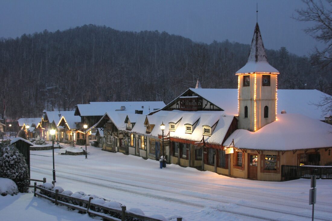 a snowy main street