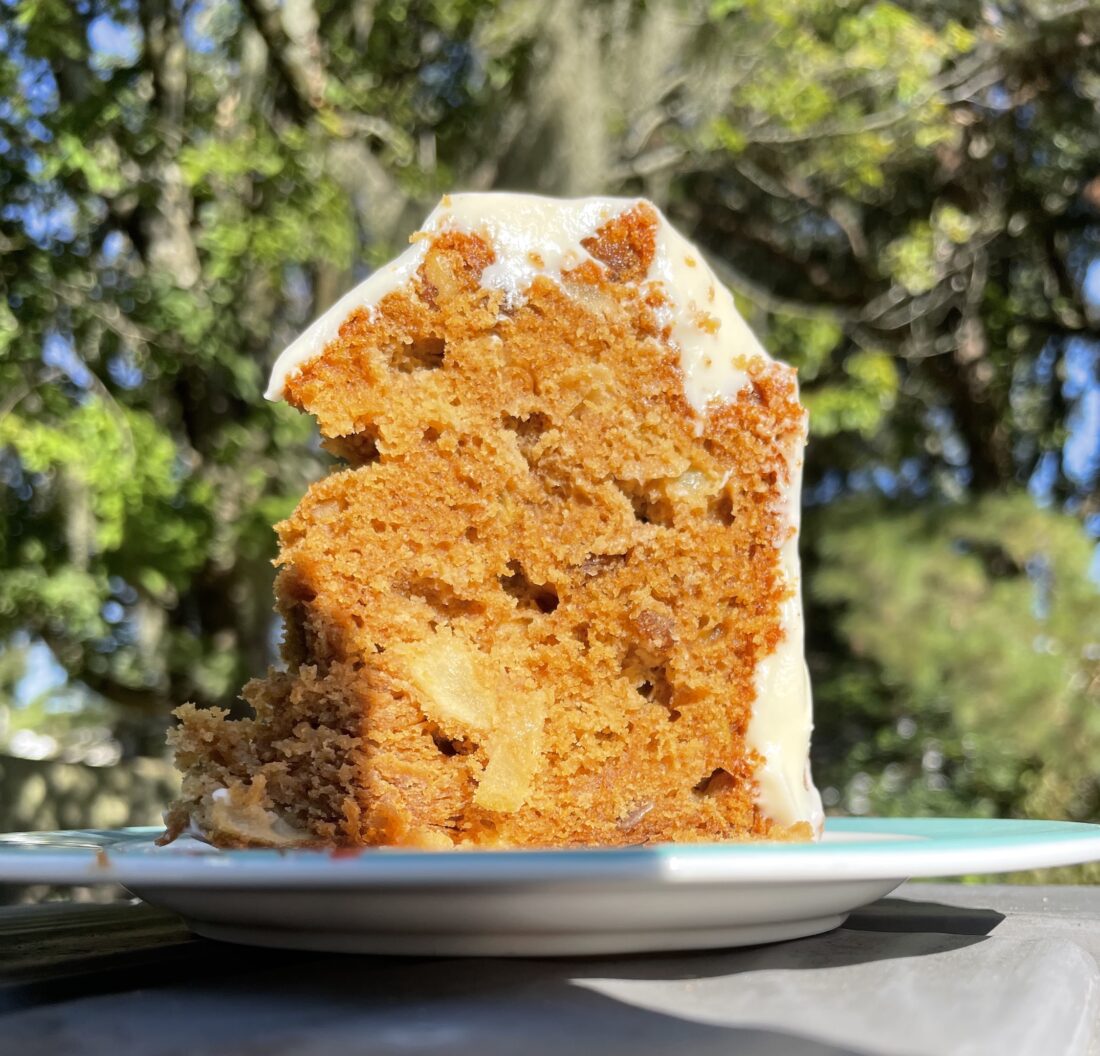 a slice of black walnut cake