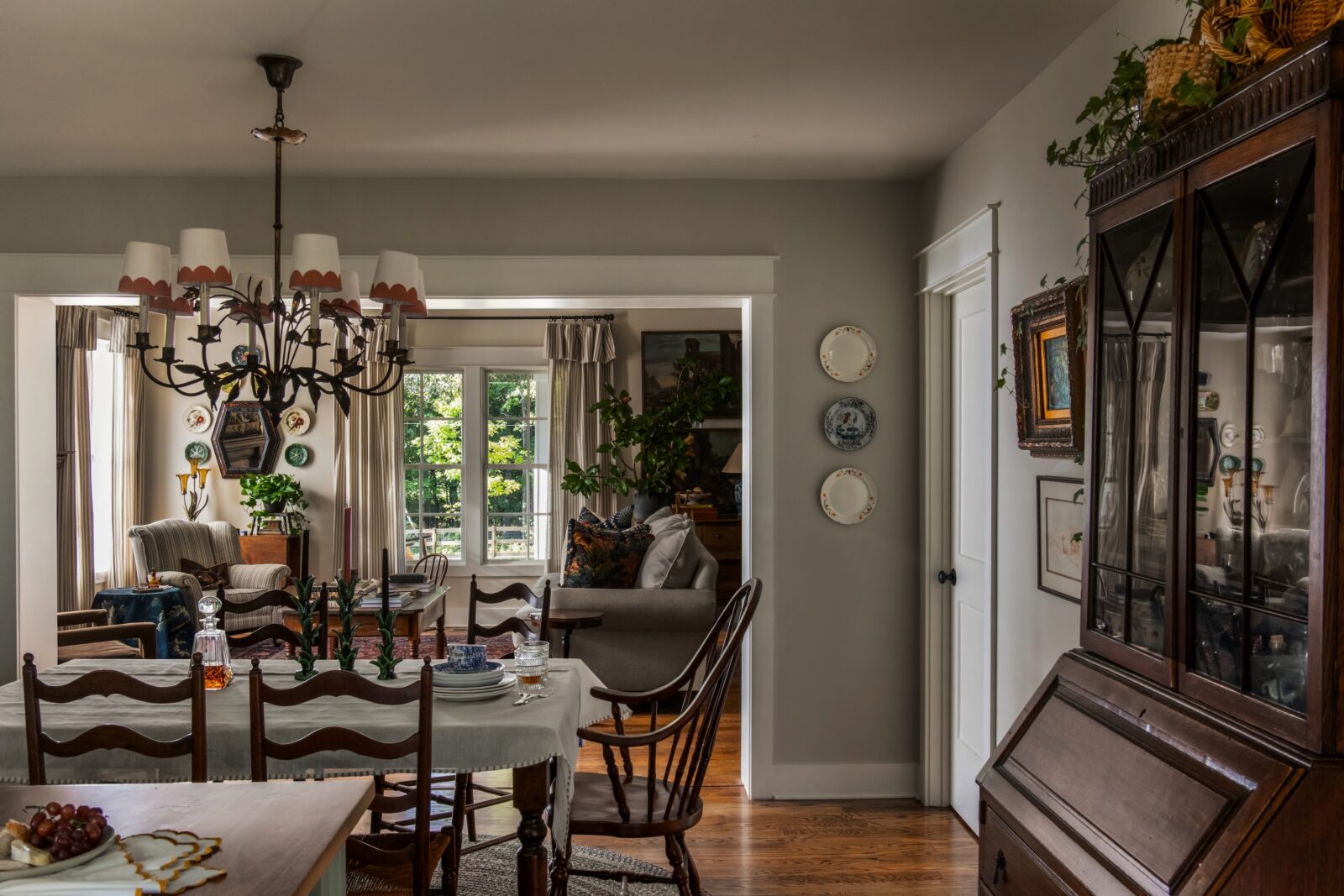 a dining room and living room