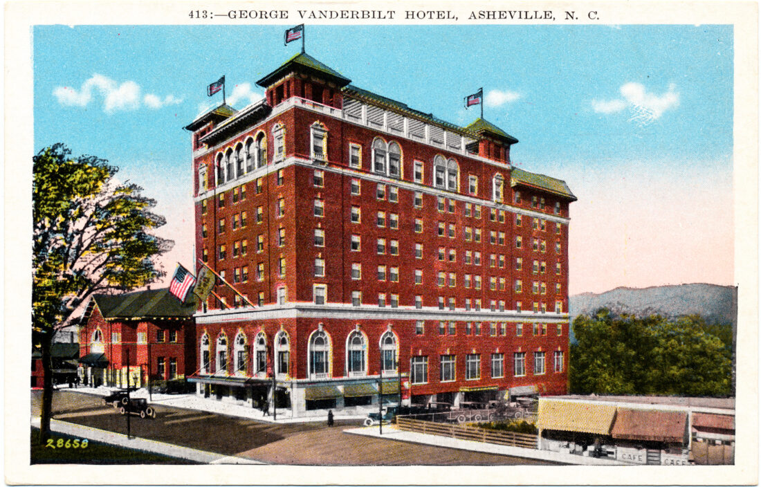 A vintage postcard of a hotel