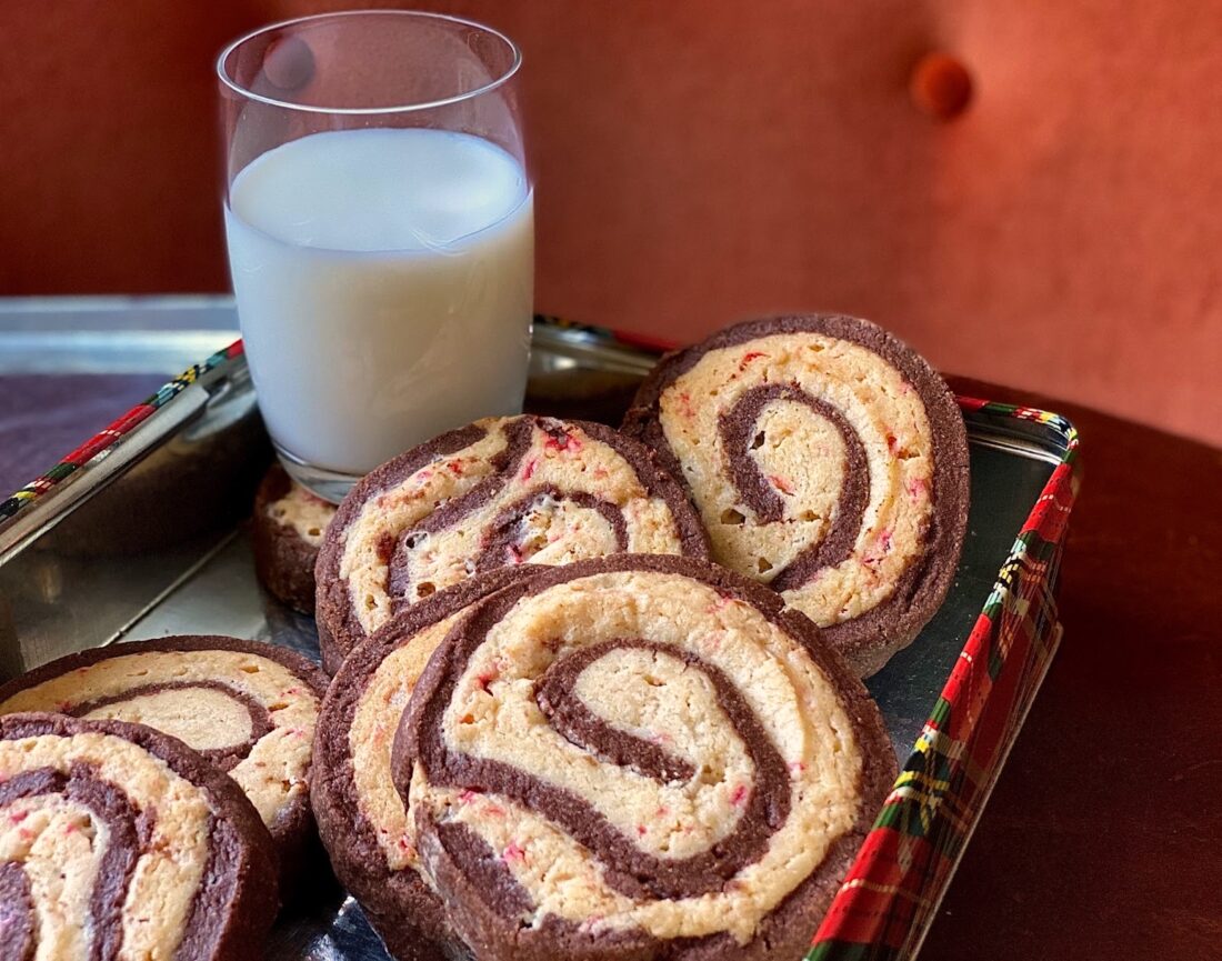 A tray of pinwheel cookies