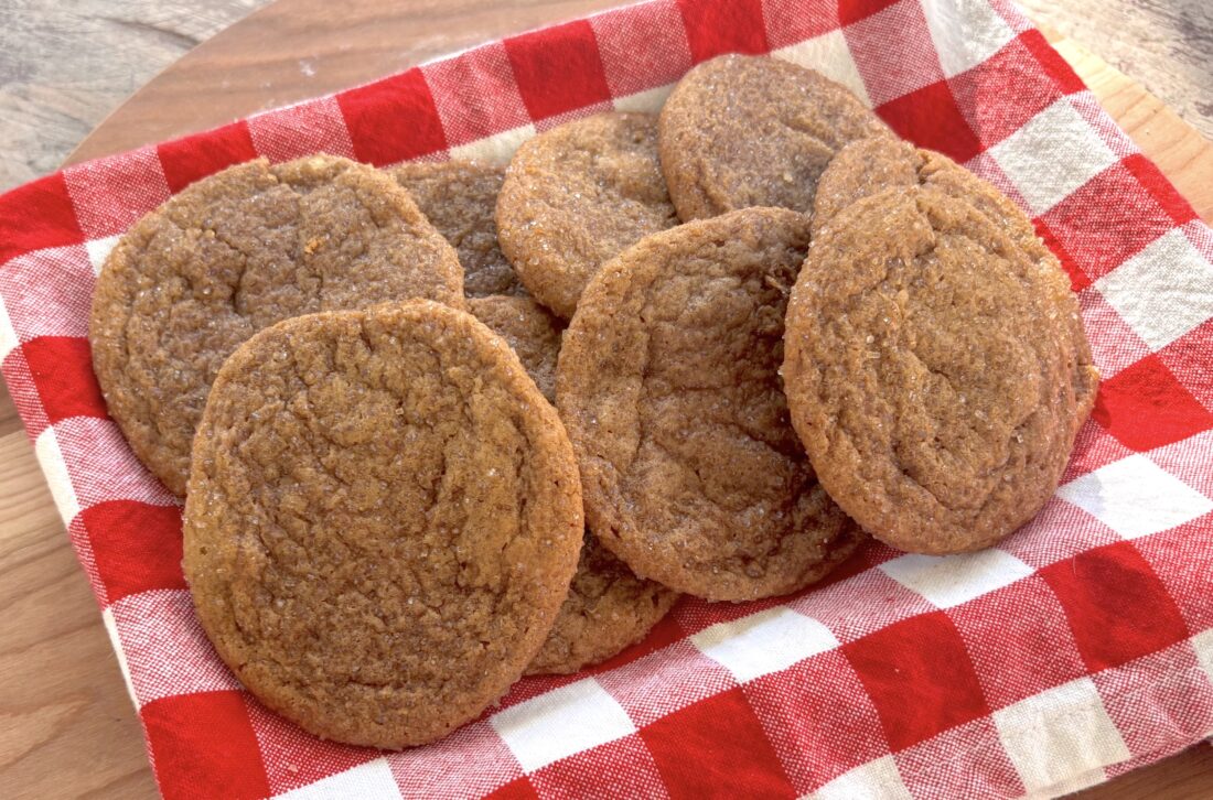 Ginger cookies on a plaid tray