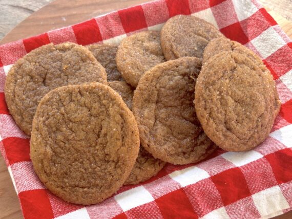 Ginger cookies on a plaid tray