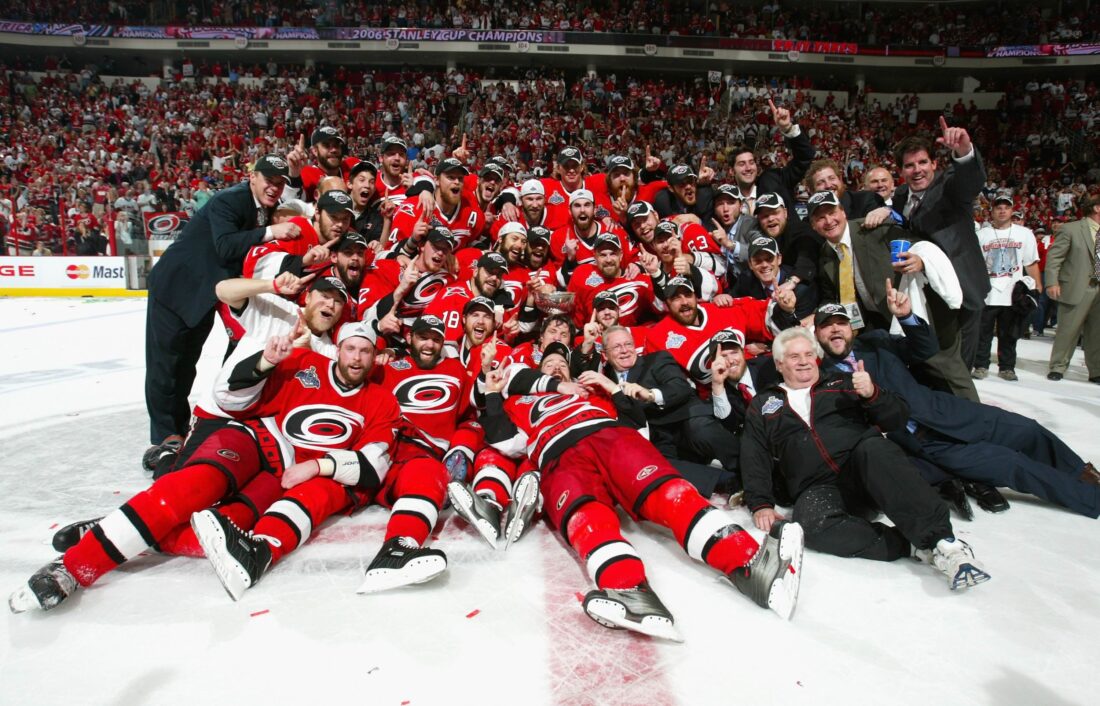 A hockey team on ice