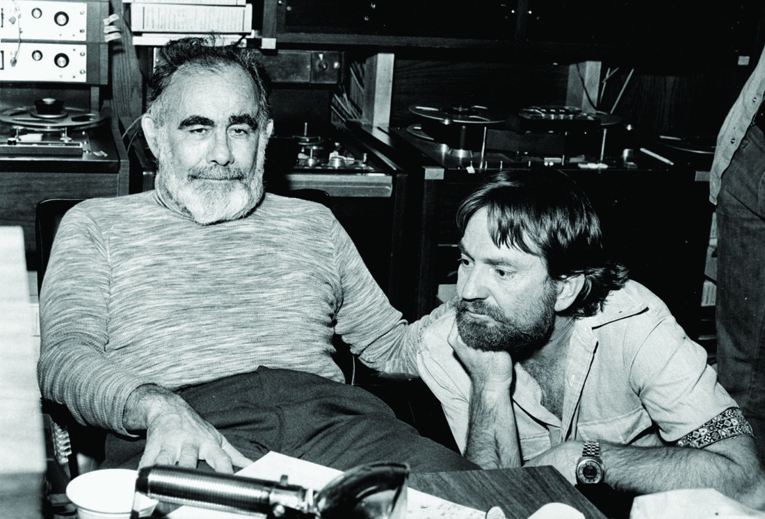 Jerry Wexler and Willie Nelson in a recording studio