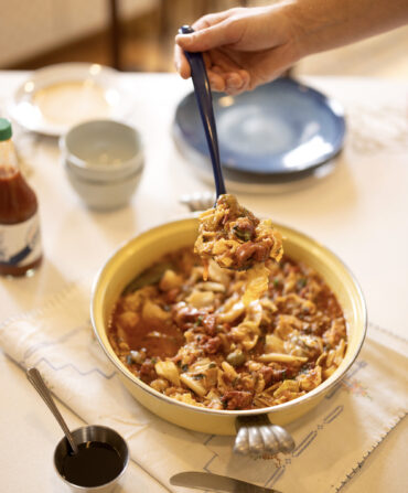 A bowl of smothered cabbage.