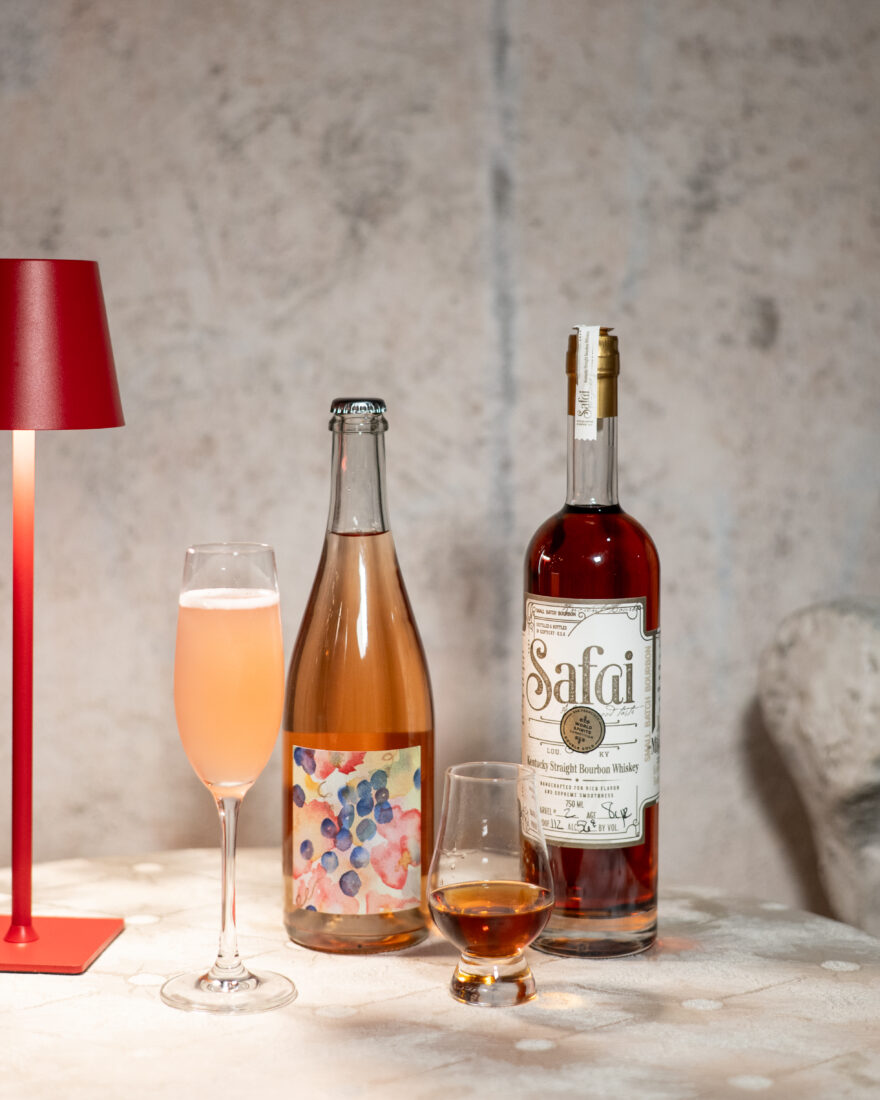 The 2025 Made in the South Award drink category runner up and overall winner: Pétillant Naturel Sparkling Rosé by Slater Run Vineyards and Safai Bourbon by Dancing Fox Distilling Company.