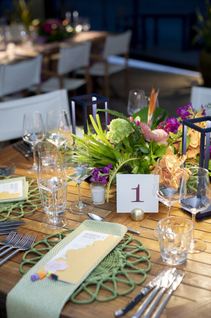 The tables are set for an evening of Bermuda’s finest ingredients and sustainable food practices at the Pink Beach Club at The Loren.