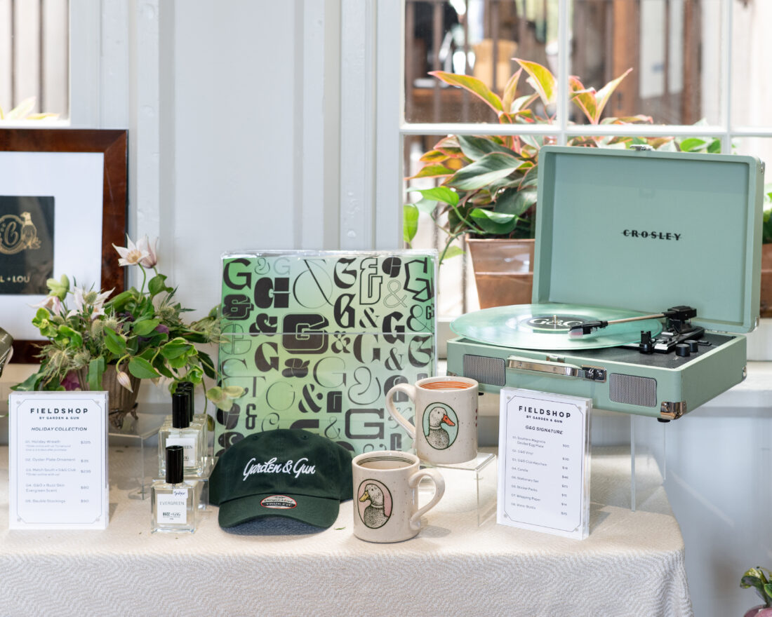 A spread of signature products from Fieldshop by Garden & Gun.