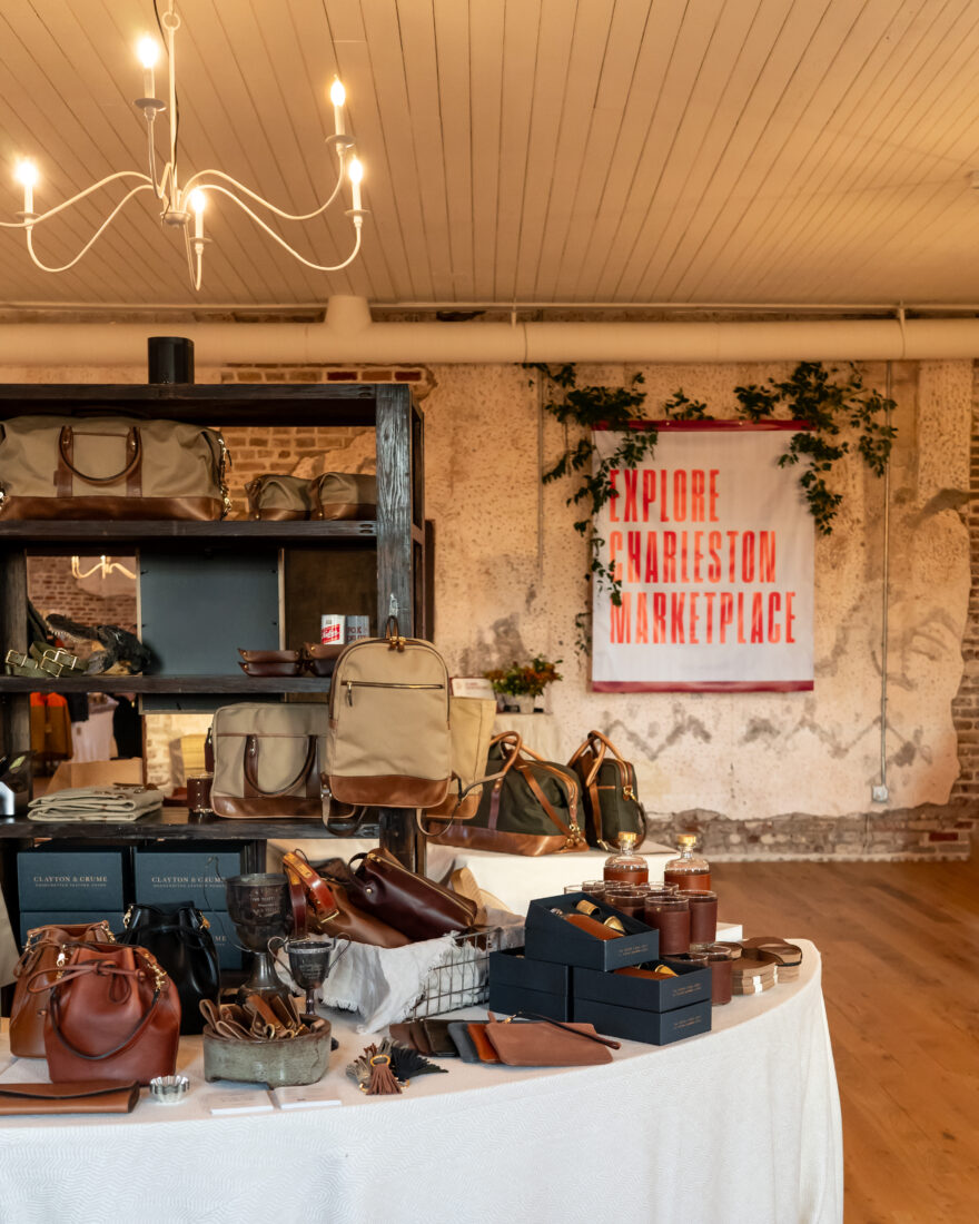 A spread of signature leather goods by Clayton & Crume.