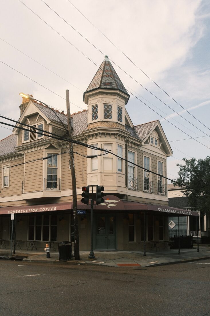 Outside a historic building