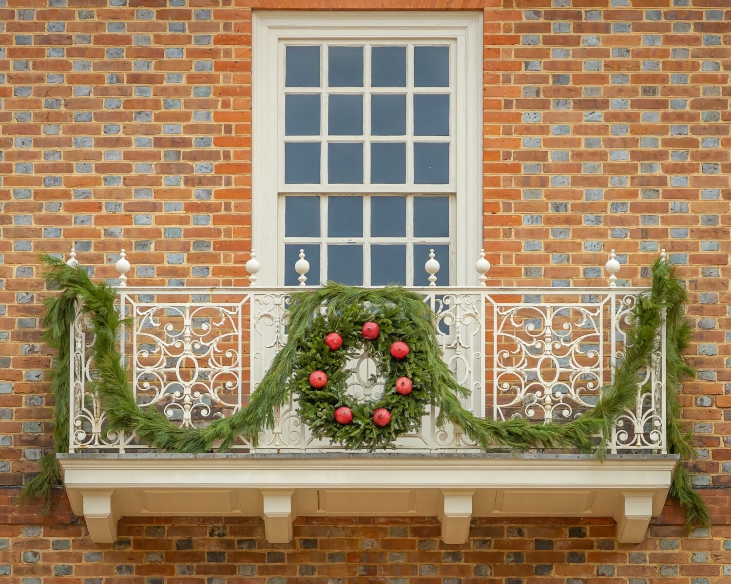 balcony with garland