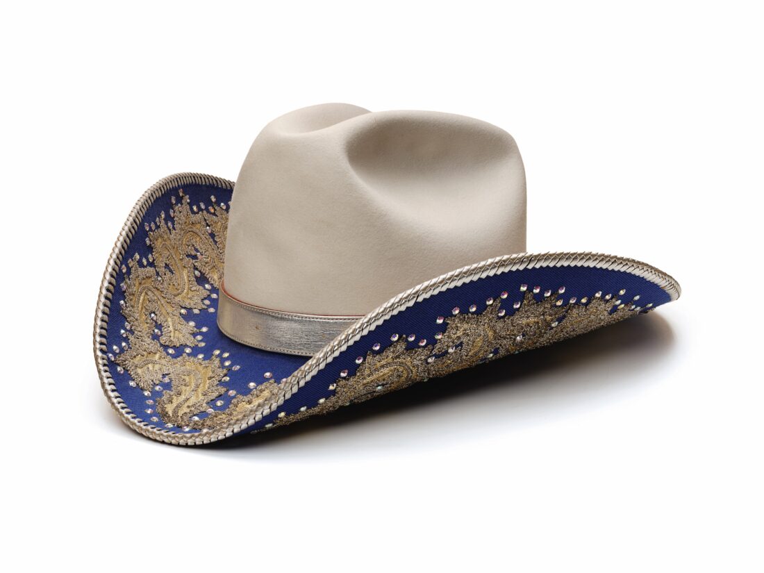 a decorated cowboy hat