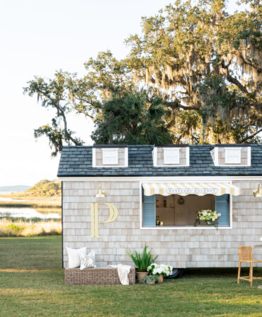 A bungalow mobile bar placed in a field in the lowcountry