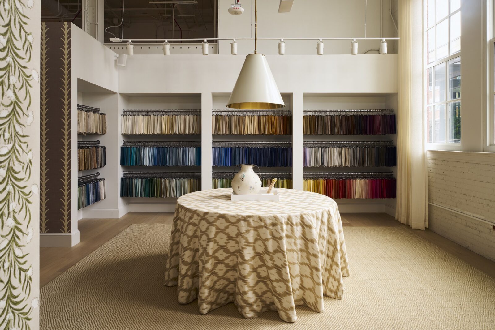 Inside a textile showroom