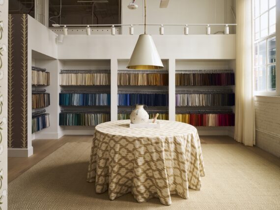 Inside a textile showroom