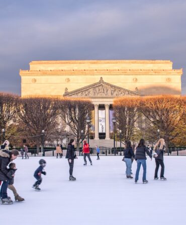 People skate on ice